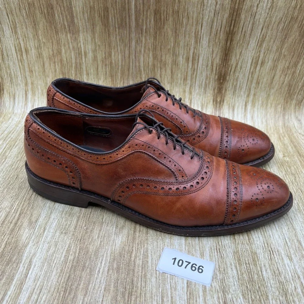 Allen Edmonds Strand Oxford Men's 11 D Walnut Brown Leather Brogue Cap Toe 1635